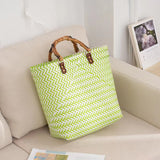 KAMAMES American Woven Tote Large Capacity Ins Internet Celebrity Women's Handbag Retro Large Capacity Handmade Straw Bag Bag