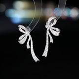 2025 Light luxury design sense niche bow ribbon earrings s925 silver needle high-end exquisite super fairy unique fashion earrings