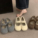 2025  Mao Mao shoes women wear Doudou shoes women's Birkenstocks new autumn and winter models with flat bottom velvet warm single shoes women