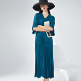 2025 Summer dress women's high-end sense light and breathable lace-up loose meat covering and thin five-quarter sleeve temperament versatile skirt