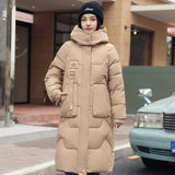 European Station 2024 Winter New Detachable Hat Padded-on Women's Medium and Long Over-Knee Thickened Down Padded Women's Jacket