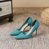 2025 966-A commuter simple super high heel women's shoes soft sole side empty pointed single shoes women's solid color temperament stiletto high heels