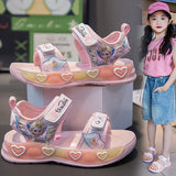 KAMAMES Girls' Soft Bottom Sandals Children's Beach Shoes Summer New Internet Celebrity Princess Shoes All-Match Non-Slip Girls' Sports Sandals