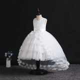 Kamames  In Stock Children's Evening Dress Girls' Western Style Puffy Gauze Princess Dress Flower Girl's Wedding Girl's Trailing Dress European and American Style