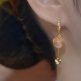 temperament coffee color opal exquisite ear buckle fashion simple champagne gold lucky ball earrings water drop earrings