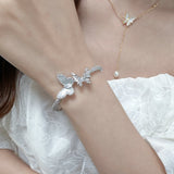2025 High-end natural fritillary butterfly bracelet inlaid with zircon light luxury fashion versatile women's niche open jewelry wholesale