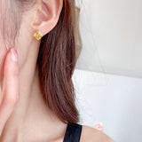 2025 S925 silver needle earrings geometric square zircon earrings niche design temperament versatile small square diamond simple stud earrings