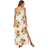 Hot Casual Summer  Women's Sunflower Printing Slip Dress European and American Sexy Suspender Skirt