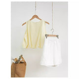 Dopamine spring and summer clothing, girls' thin sleeveless vest age reduction A0610 + thin versatile shorts A0670