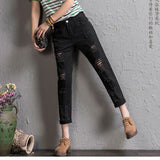 kamames New Cropped Pants Ripped Jeans for Women Loose Wide-Leg Straight Pants Summer Casual Outdoor Trousers for Women