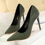 2025 9511-1  style fashionable simple thin heel super high heel shallow mouth pointed suede thin sexy nightclub women's single shoes