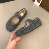 2025  Thick-soled velvet Velcro fluffy shoes women's shoes popular autumn and winter with skirts Mary Jane single shoes warm cotton shoes