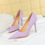 2025 3265-1 Korean version fashionable and simple pedicure, thin, super high heel, thin heel, shallow mouth, pointed high heels, women's shoes, single shoes