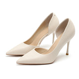 2025 966-A commuter simple super high heel women's shoes soft sole side empty pointed single shoes women's solid color temperament stiletto high heels