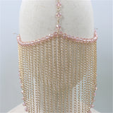 2025 MW2705  Facial mask crystal gemstone pendant metal chain fringed chain mask headgear
