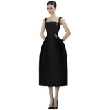 2025 niche design black and white satin suspender evening dress banquet birthday party temperament small dress can be worn at ordinary times
