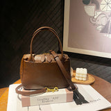 Autumn and winter new vegetable tanned cowhide simple Boston bag women's bag New trendy leather retro versatile shoulder messenger bag