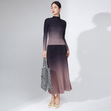 2025 Hot trade fashion spring suit women's high-end sense new hot sale gradual change pleated t-shirt skirt two sets
