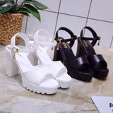 kamames High Heel Shoes 2022 New Korean Style High Heel Sandals Chunky Heel Casual Women's Fashion Shoes Strap Peep Toe Fashion Sandals