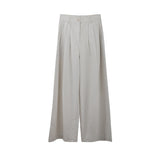 2025 THE MIND pleated wide-leg casual pants women's 2025 summer new Korean version simple high-waisted versatile long pants T020