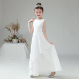 Kamames  Direct Selling Girls' Dress White Gauzy Dress Children's Piano Orchestral Instrumental Performance Suit Poetry Recitation Performance Dress