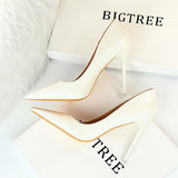 2025 9511-6  style fashionable simple thin heel super high heel patent leather shallow mouth pointed head sexy nightclub showing thin women's single shoes