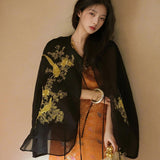 New Chinese style magpie embroidery light luxury design sense mulberry silk jacket temperament suspender skirt set female M6089