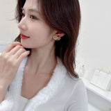 2025 pastoral style small fresh flowers asymmetrical drop stud earrings women's s925 silver needle super fairy temperament light luxury earrings