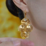 style new models full of diamonds, golden leaves, fringed earrings, fashionable gold, golden years, earrings, super beautiful temperament