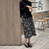 2025 High-end floral split skirt women's spring  new thin hips and hips temperament A-shaped skirt