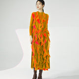 2025 Nanyou high-end women's clothing dress design sense niche irregular long dress pleated elegant dress Popularan station