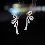 2025 Light luxury design sense niche bow ribbon earrings s925 silver needle high-end exquisite super fairy unique fashion earrings