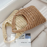 KAMAMES Bag Large Capacity Woven Bag Fashion All-Match Seaside Vacation Leisure Beach Bag Hollow Shoulder Bag Hand Bag