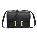 KAMAMES 2025 Large palm lizard pattern cowhide bag New trendy leather women's bag h buckle Kangkang bag Stewardess bag Crossbody small square bag
