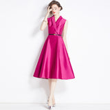 Hepburn style fashion waist swing skirt design sense dress skirt slim dress women popular summer new