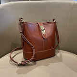 Bucket bag women's high-end sense niche leather women's bag New handbag top layer vegetable tanned cowhide messenger bag 870