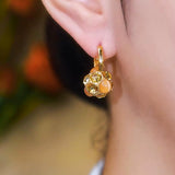 temperament coffee color full diamond ball ear buckle fashionable champagne color round full pink opal earrings