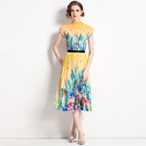 Salt girl feels like wearing a two-piece suit, women's summer tie-dye short T-shirt top, high waist pleated skirt