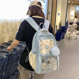 Girl Cute Backpack Contrast Color Korean Style Junior and Middle School Students School Bag Ins Style Good-looking Large-Capacity Backpack