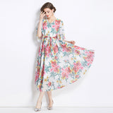 Gentle wind temperament Tencel skirt elegant drape print dress large size loose dress