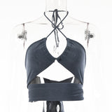 2025 eBay hot-selling  summer new tube top sexy hottie style backless neck strap T-shirt
