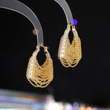2025 Niche design sense fashion bag chain fringed ear buckle earrings high sense catwalk fashion atmosphere light luxury earrings