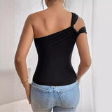 women's clothing popular fashionable and sexy off-the-shoulder waist women's top, small vest, high-end temperament, solid color and thin