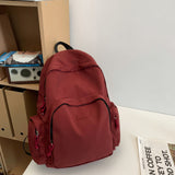 New Backpack Fashionable Simple Solid Color Casual Backpack Men's and Women's Large Capacity Student Backpack Lightweight Travel Bag