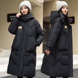 European Station 2024 Winter New Detachable Hat Padded-on Women's Medium and Long Over-Knee Thickened Down Padded Women's Jacket