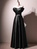 2025 One-word shoulder evening dress dark green student piano art test vocal temperament annual meeting host female New supply