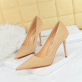 2025 3265-1 Korean version fashionable and simple pedicure, thin, super high heel, thin heel, shallow mouth, pointed high heels, women's shoes, single shoes