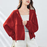 Cotton cocoon, sunscreen clothing women's summer  new shirt sunscreen light casual hooded cardigan jacket women