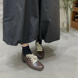 2025  Thick heel square head black lace-up small leather shoes single shoes women's shoes popular new spring and autumn retro casual loafers