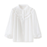 Spring new lace cardigan shirt skirt Tencel two-piece set light luxury temperament elegant pure white set M4061